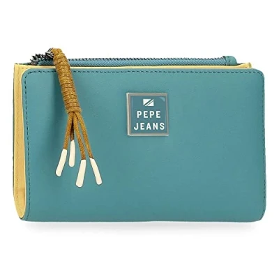 Image of Pepe Jeans Bea Wallet with Blue Card Holder 17x10x2 cm Synthetic Leather