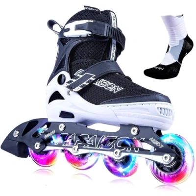 Image of PAPAISON Adjustable Inline Skates for Kids and Adults with Full Light Up Wheels, Outdoor Roller Blades Girls Boys, Men Women