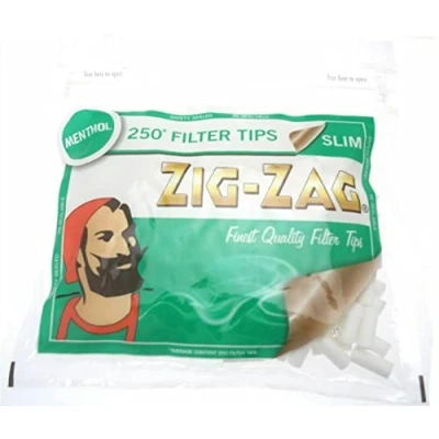 Image of 1250 Tips Zig ZAG Menthol Slim Filters Packs 250 Pack X 5