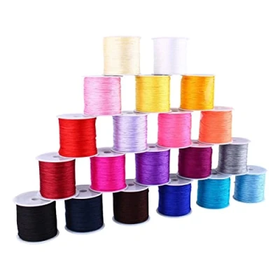 Image of Nylon Satin String,0.8mm Rattail Cord Silky Beading String for Kumihimo, Braided Bracelets, Pendants Necklace, Macrame Craft, Keychains Lanyards, Drawstring Bags,