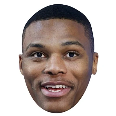 Image of FoxyPrinting RUSSELL WESTBROOK JB Basketball Star Fancy Dress Cardboard Celebrity Party Face Mask