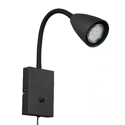 Image of Trio Lighting Wanda wall light with plug, matt black