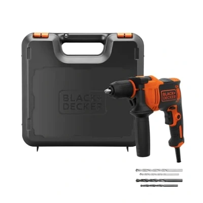 Image of BLACK+DECKER 450 W Single Speed Hammer Drill Power Tool, BEH710K GB