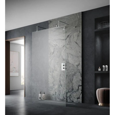 Image of nuie WRSF003 Accessory Modern Bathroom Wetroom Screen Horse Shoe Support Foot, 45mm x 44mm 30mm, Chrome