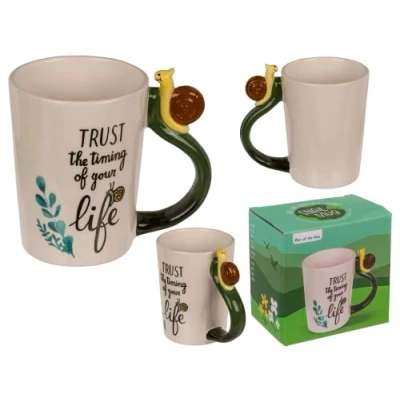 Image of Trust The Timing of Your Life Snail Mug, 11 x 8.5 cm, 300 ml, Stoneware, in Gift Box