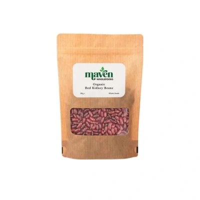 Image of Maven wholefoods Organic Red Kidney Beans 2kg Raw GMO Free High Fibre &amp; Protein Certified Suitable for Vegetarian Vegan Packed Fresh in Resealable Bags