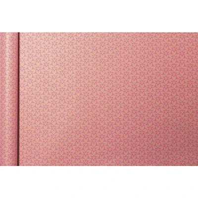 Image of Clairefontaine Ref 223828C Kraft Tiny Rolls Wrapping Paper (Single Roll) 35cm Width x 5m Length, 70gsm Recycled Pink Flowers Design