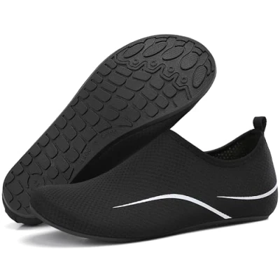 Image of Water Shoes Mens Womens Beach Breathable Quick Dry Swim Lightweight Aqua Barefoot Socks for Swimming Pool Boating Surfing Diving Yoga (Black,5 UK)