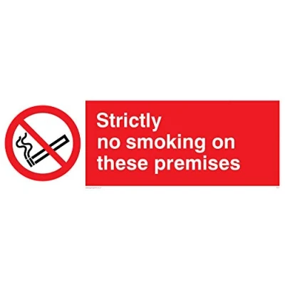 Image of Viking Signs PS17 L31 3M &quot;Strictly No Smoking On These Premises&quot; Sign, Plastic, 3 mm Rigid, 100 H x 300 W