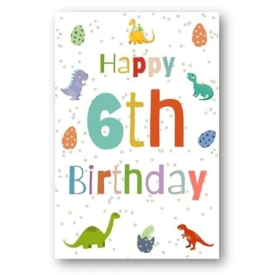 Image of Second Ave 6th Birthday Age 6 Dinosaur Children&#039;s Kids Happy Card Greetings For Boys or Girls