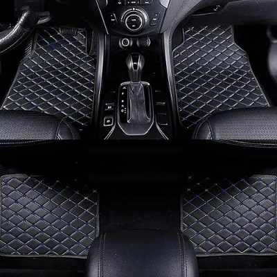 Image of Custom Leather Car Floor Mats for Jaguar XF (X260) 2016 2017 2018 2019 2020, Carpets Matts Covered Protection Advanced Liners Waterproof Full Set,A/BlackBlue