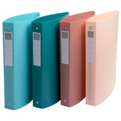 Image of Exacompta Ref 51470E Pack of 4 Skandi semi Rigid Binders Recycled PP Round Rings 40mm Spine External Size: 32x27cm Format to File A4 Maxi Assorted Colours