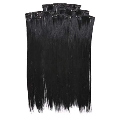 Image of Prettyland static free 20 inch 7 piece Clip In Set Straight long Extensions Hairpiece black 01