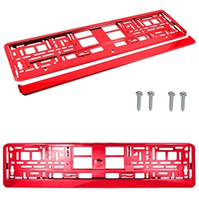 Image of PAIR (2PCS) RED Car Registration License Number Plate Surround Holder Frame