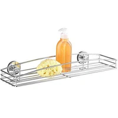 Image of WENKO 20884100 Vacuum Loc wall shelf Maxi Milazzo fixing without drilling, Metal Steel, 52 x 9 15 cm, Chrome