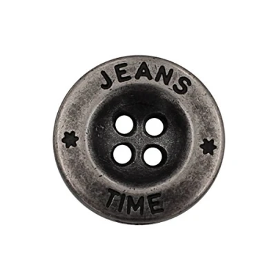 Image of silver metal buttons basic jeans denim trousers 4 holes (Pack of 5) 15mm