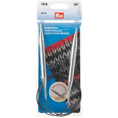 Image of Prym Circular Knitting Needle, Brass, Silver, 10 mm