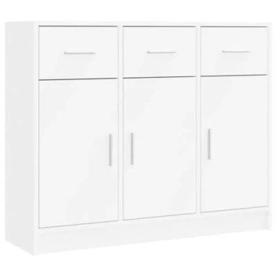 Image of vidaXL White Sideboard Modern Engineered Wood Buffet Cabinet with Ample Storage Space for Living Room or Office