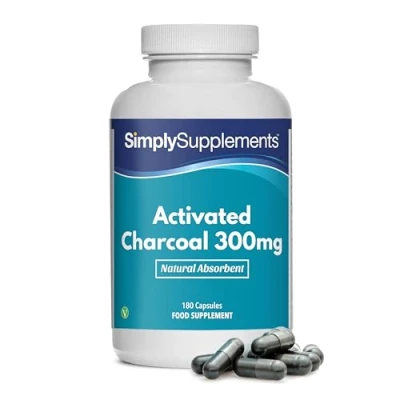 Image of Activated Charcoal Capsules to Reduce Gas 180 = 3 Month Supply Super Strength 300mg Formula Vegan &amp; Vegetarian Friendly Manufactured in The UK