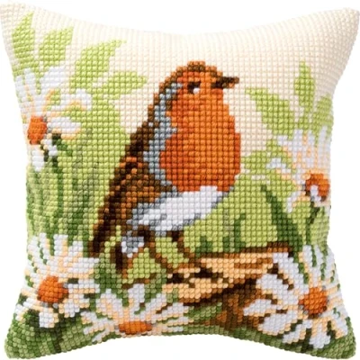 Image of Vervaco Robin Cross Stitch Cushion, Multi Colour