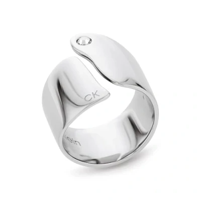 Image of Calvin Klein Women&#039;s CK CHERISHED Collection Ring in Stainless Steel Embellished with a Crystal 35000664D