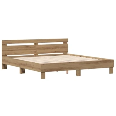 Image of vidaXL Bed Frame with Headboard Artisan Oak 180 x 200 cm