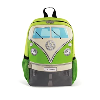 Image of BRISA VW Collection Volkswagen Hiking Laptop University Backpack in T1 Bus Campervan Design (15 L/4 gal/Small) (Green)