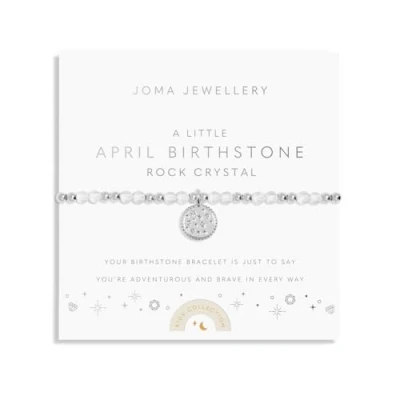 Image of Joma Jewellery CHILDREN&#039;S BIRTHSTONE A LITTLE APRIL Silver Plated 15.5cm stretch Bracelet