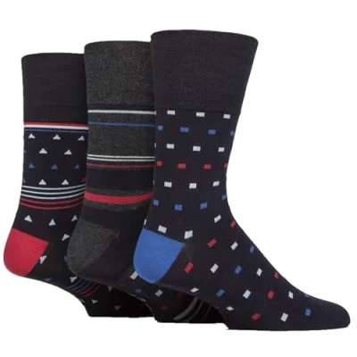 Image of Mens 3 Pair Gentle Grip Patterned Bamboo Socks Chilli Pepper 6 11
