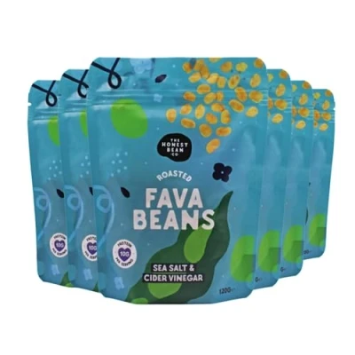 Image of The Honest Bean Co Roasted Fava Sea Salt &amp; Cider Vinegar, High Protein Vegan Snack, 120 g (Pack of 6)