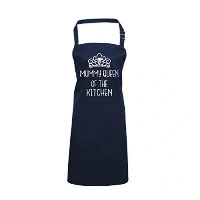 Image of Edward Sinclair Navy Apron Mummy Queen of The Kitchen&#039; Design 2 with White Print