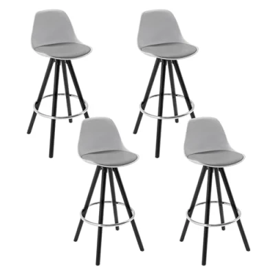 Image of WOLTU Bar Stools Set of 4 pcs Barstools Grey Breakfast Kitchen Counter Chairs Wood Leg in Black, BH122gr UK