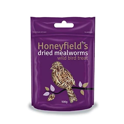Image of Honeyfields Mealworms Wild Bird Food 500 gram bag, Ideal For Ground Feeders &amp; Tables To Attract Beautiful Garden Birds