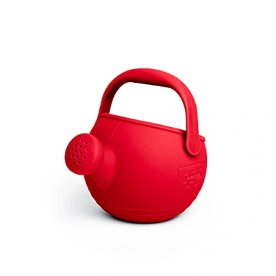 Image of Bigjigs Toys Cherry Red 100% Silicone Childrens Watering Can Temperature &amp; Stain Resistant Kids, Easy Grip Handle, Sustainable Toys, Ideal Outdoor Beach