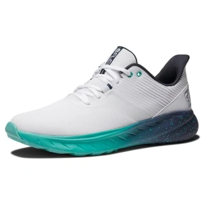 Image of FootJoy Men&#039;s Fj Flex Golf Shoe, White/Green/Blue, 9.5 UK