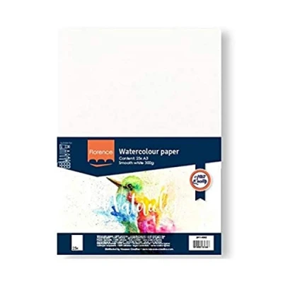 Image of Vaessen Creative Florence Hot Pressed Watercolour Paper A3, White, 300 GSM, Smooth Surface, Artist Grade Quality, 25 Sheets for Painting, Hand Lettering, Art Projects