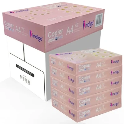 Image of A4 Paper indigo Copier Speedy and Happy Printing White Box of 5 Reams 2500 Sheets, High Whiteness Thick Opaque (75/80 GSM)