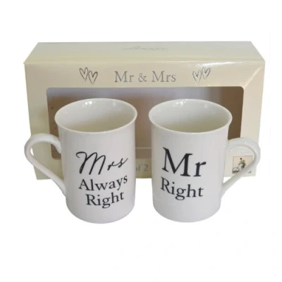 Image of Mr Right &amp; Mrs ALWAYS China Mugs (XWG390)