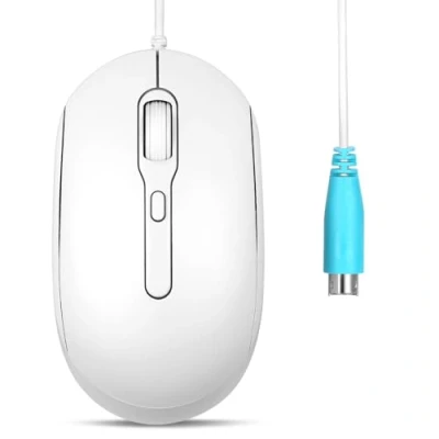 Image of perixx PERIMICE 222PW Wired PS/2 Optical Mouse Long 5.9 Ft Cable 1200/1600/2000 DPI Design White
