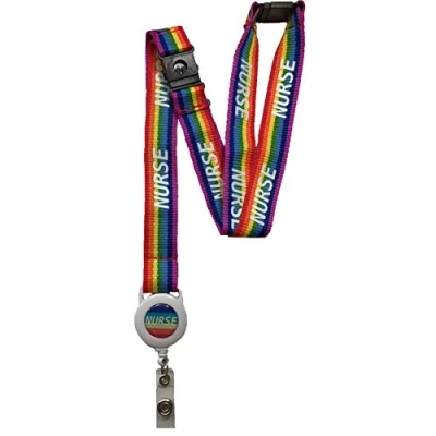 Image of 20mm Nurse Rainbow Lanyard with Integrated Badge Reel &amp; 3 Point Safety Breakaway…