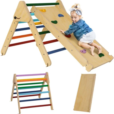 Image of AIYAPLAY 6 in 1 Toddler Climber and Set with Basketball Hoop Telescope Yellow 331 053V00YL