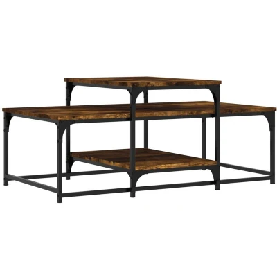 Image of vidaXL Coffee Table Smoked Oak 102x60x45 cm Engineered Wood