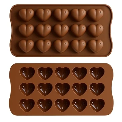 Image of Onlineforu Ltd Heart Jelly Mould Silicone Moulds Wax Melt Shape Chocolate Cake Candy E. (15 Mould) (1)