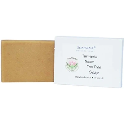 Image of SOAPS4ME Turmeric, Neem &amp; Tea Tree Natural Handmade Soap (1pc) 100g with Shea Butter and Aloe Vera gel