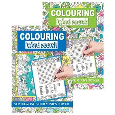 Image of Squiggle A4 Colouring &amp; WordSearch Puzzle Books Ideal Stocking Filler Set of 2