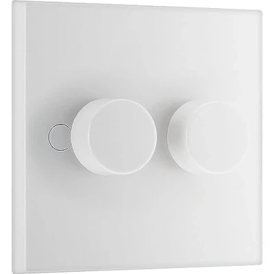 Image of BG Electrical Intelligent Double Wall Dimmer Switch, 2 Way, Square Edge, Nexus 900 Series, White Moulded, 200W, 982