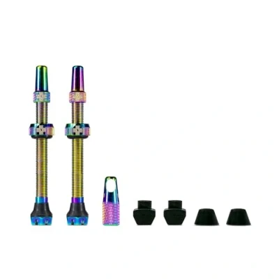 Image of Muc Off Tubeless Valves, Iridescent 60mm Dust Caps for Bikes with Valve Core Removal Tool Presta MTB/Road/Gravel
