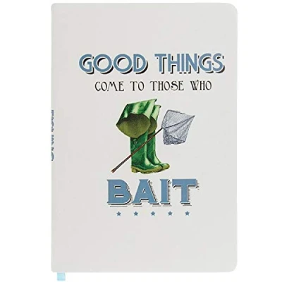 Image of A5 Novelty Design Hardback Notebook Fishing Good Things Come to Those Who Bait