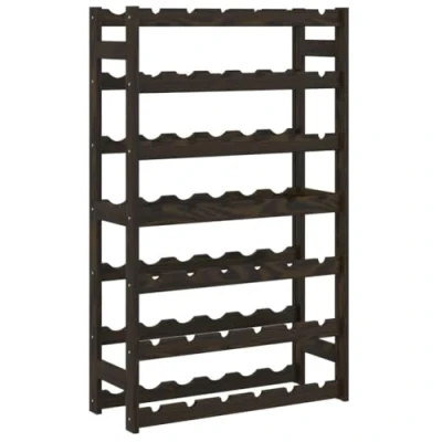 Image of vidaXL Black Wine Rack Solid Pine Wood Construction, Holds 42 Bottles, Designed for Long Term Storage, Wave Board Design Preservation, Suitable Various Rooms