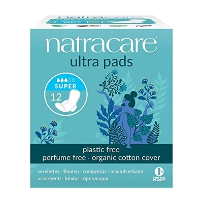 Image of Natracare Ultra Pads with Wings Super, Organic Cotton Cover (12 Pads)